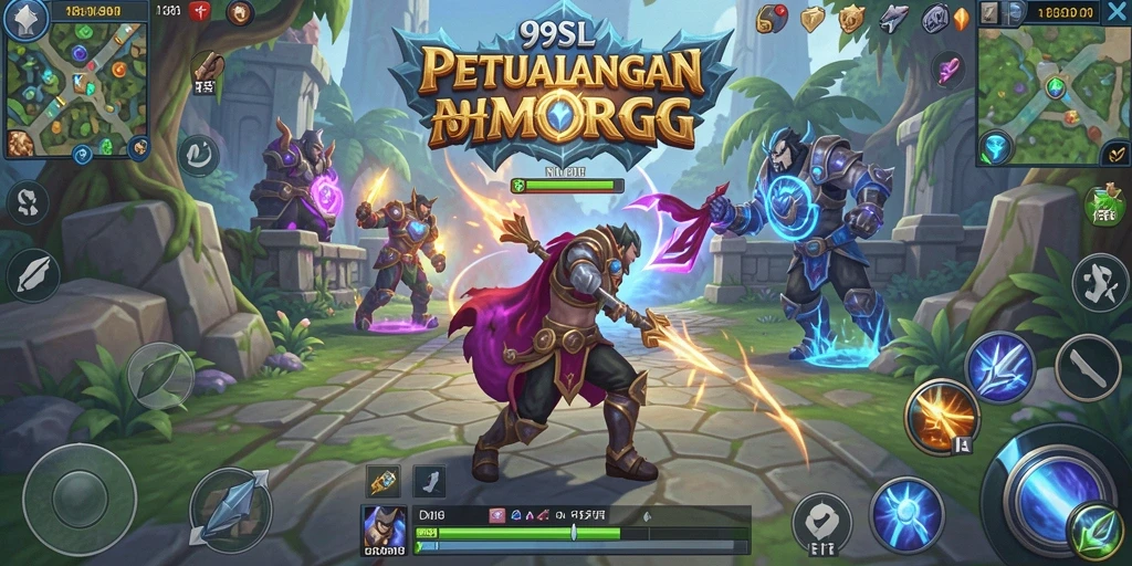 Gameplay seru dalam dunia MMORPG yang luas.