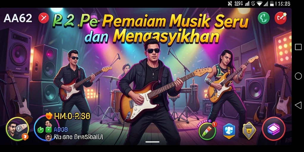 Screenshot gameplay AA62 memperlihatkan keseruan bermain musik.