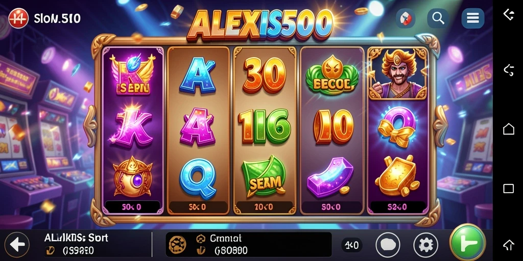 Tampilan gameplay seru ALEXIS500 dengan putaran slot menarik.