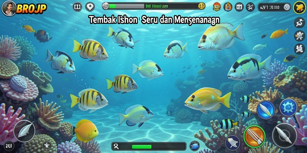 Tampilan gameplay seru saat menembak ikan di BROJP.