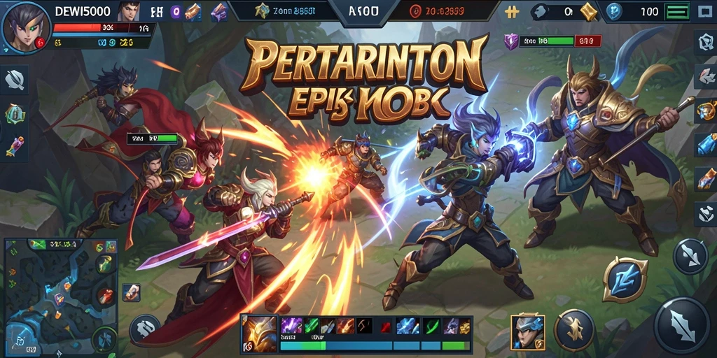Screenshot gameplay DEWI5000 yang menunjukkan pertarungan tim yang seru.