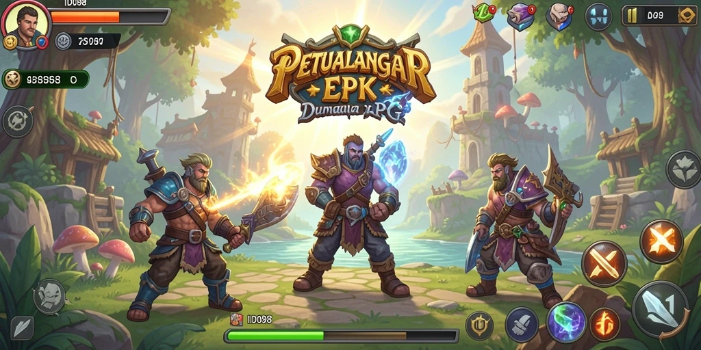 Tampilan gameplay menakjubkan ID098 di dunia RPG yang dinamis.