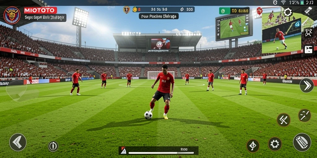 Tampilan gameplay menarik dari MIOTOTO dengan aksi sepak bola yang mendebarkan.