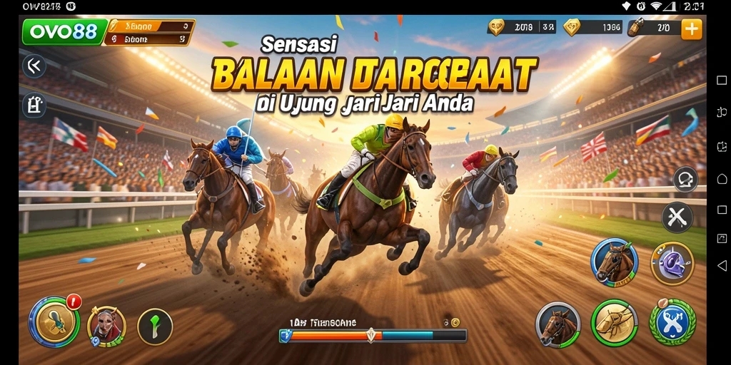 Gameplay OVO88 dengan balapan mendebarkan dan mobil yang beragam.