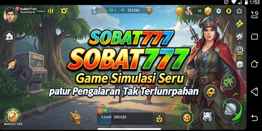 Gameplay dinamis dalam SOBAT777 yang menunjukkan interaksi pemain dan karakter.