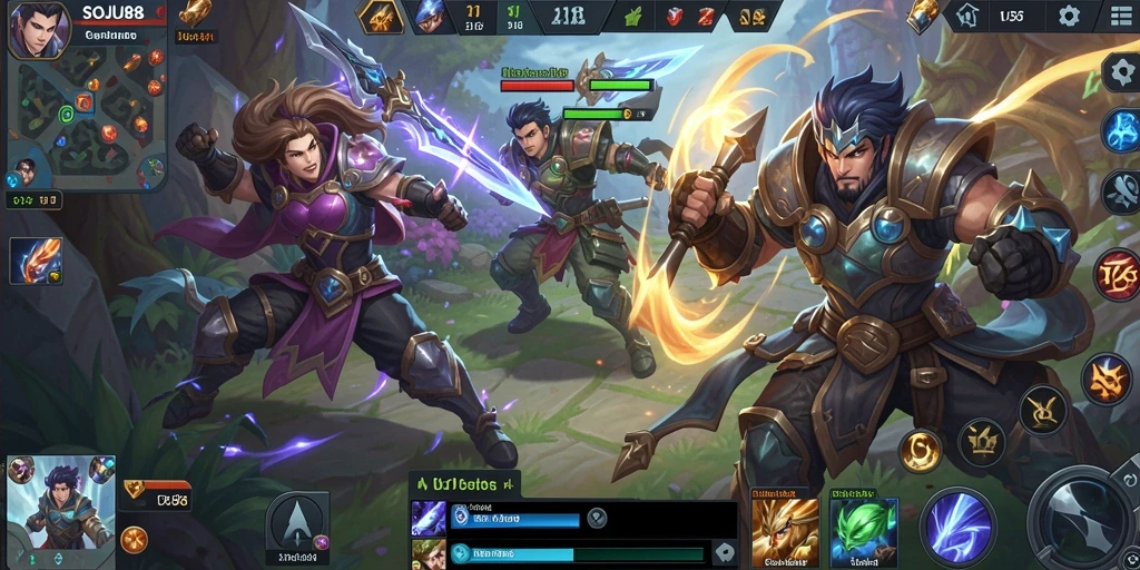Tangkapan layar gameplay mendebarkan di arena pertempuran SOJU88.