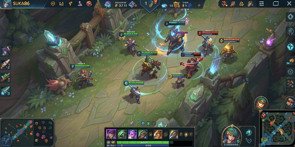 Tampilan gameplay seru dalam SUKA86 yang menampilkan karakter bertarung.