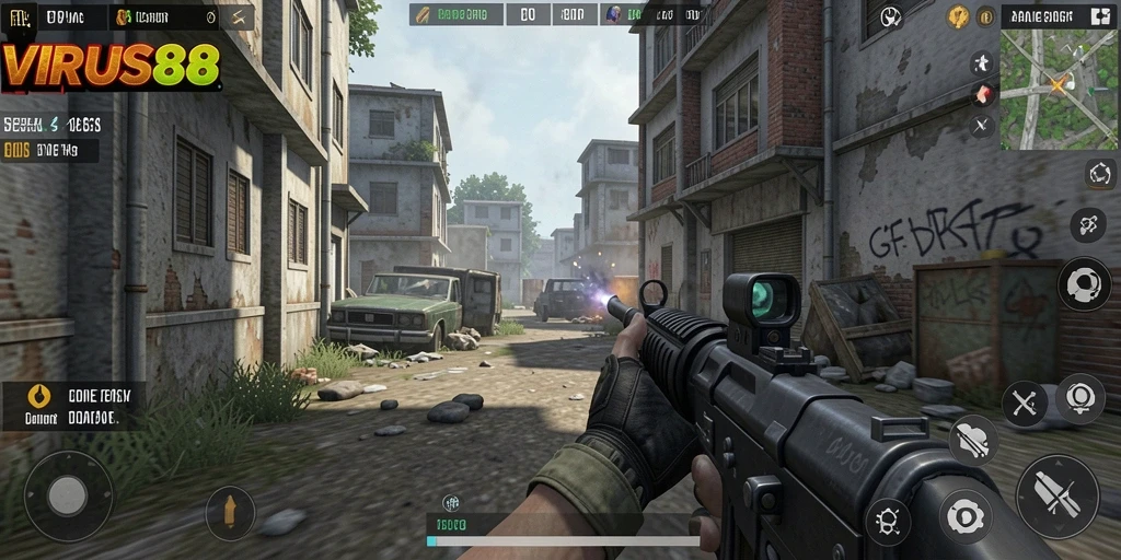Tangkap momen mendebarkan dari gameplay <strong>VIRUS88</strong> yang penuh aksi.