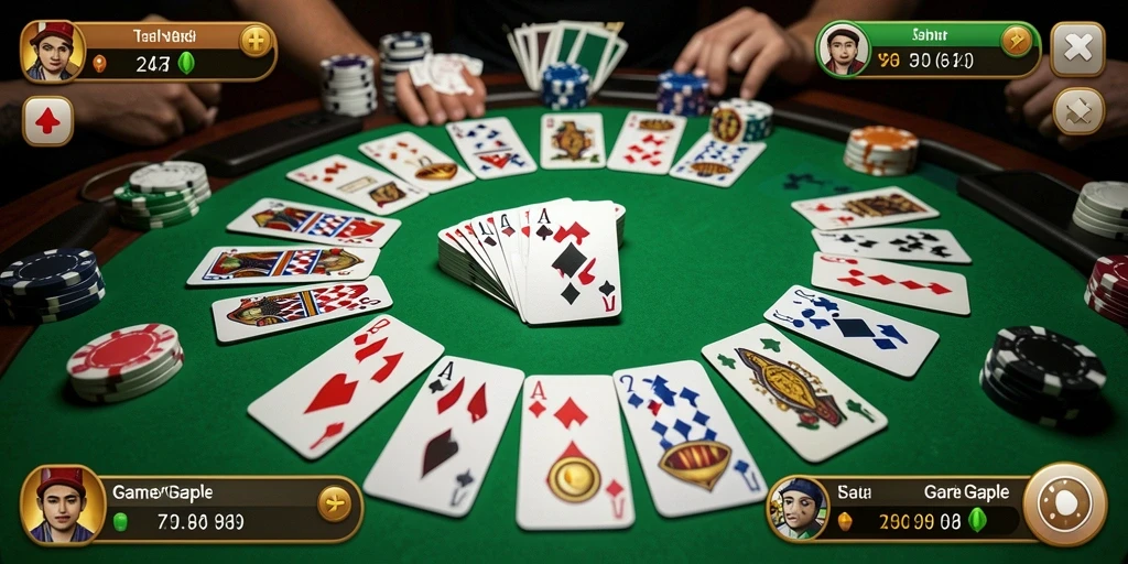 Gameplay seru Gaple di aplikasi YN777 dengan tampilan menarik.